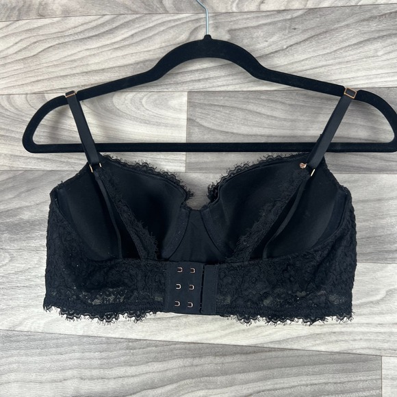 Aerie Balconette Lightly Lined Bra Women 36B Black Lace Floral Adjustable Straps - Picture 11 of 15